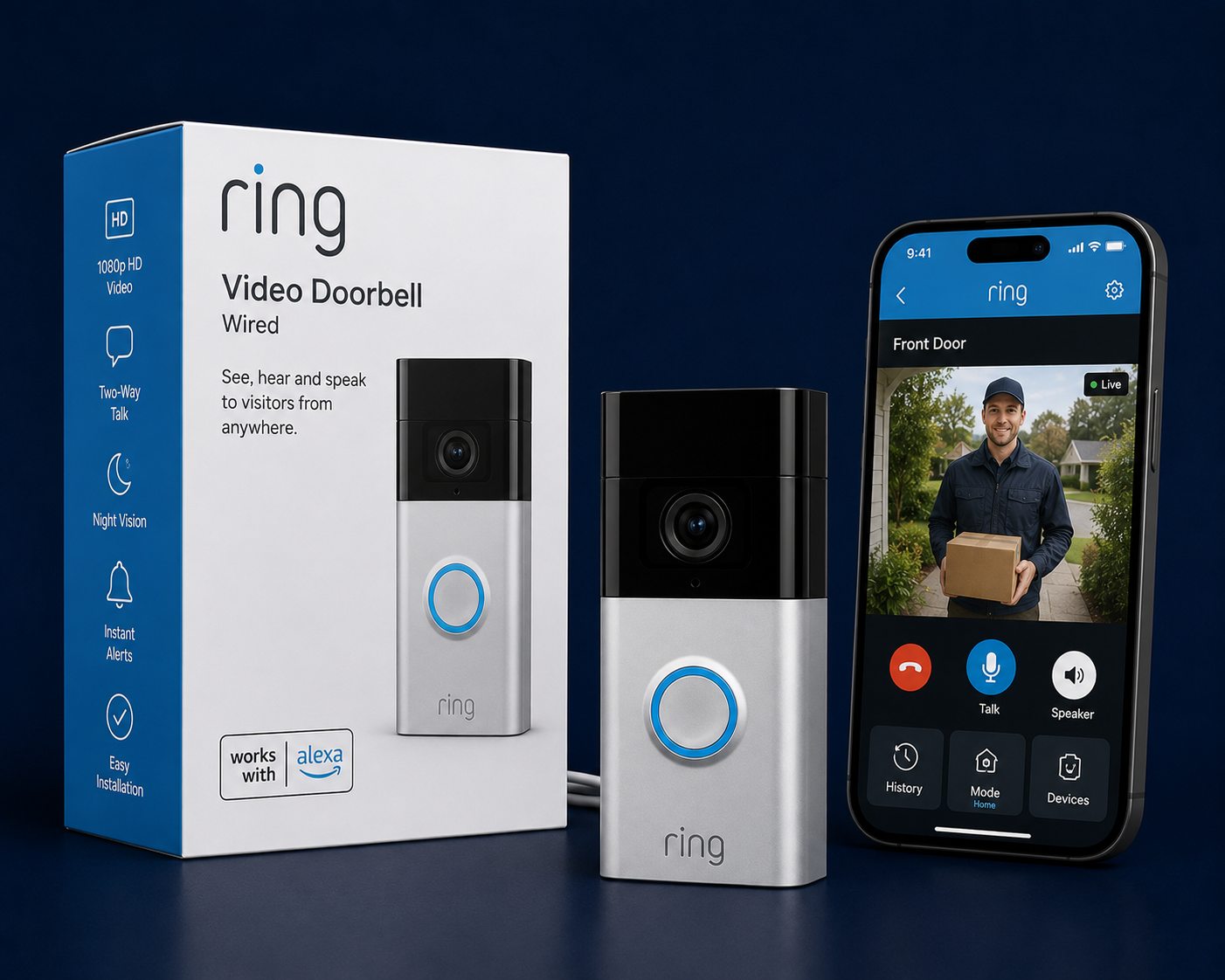 Ring Doorbell Wired video doorbell with Alexa integration for UK homes